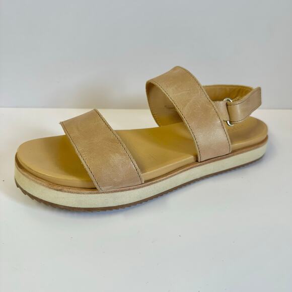 Nisolo Go-To Flatform Sandal in Almond Ankle Strap Size 9.5 Hook & Loop close - Picture 2 of 16